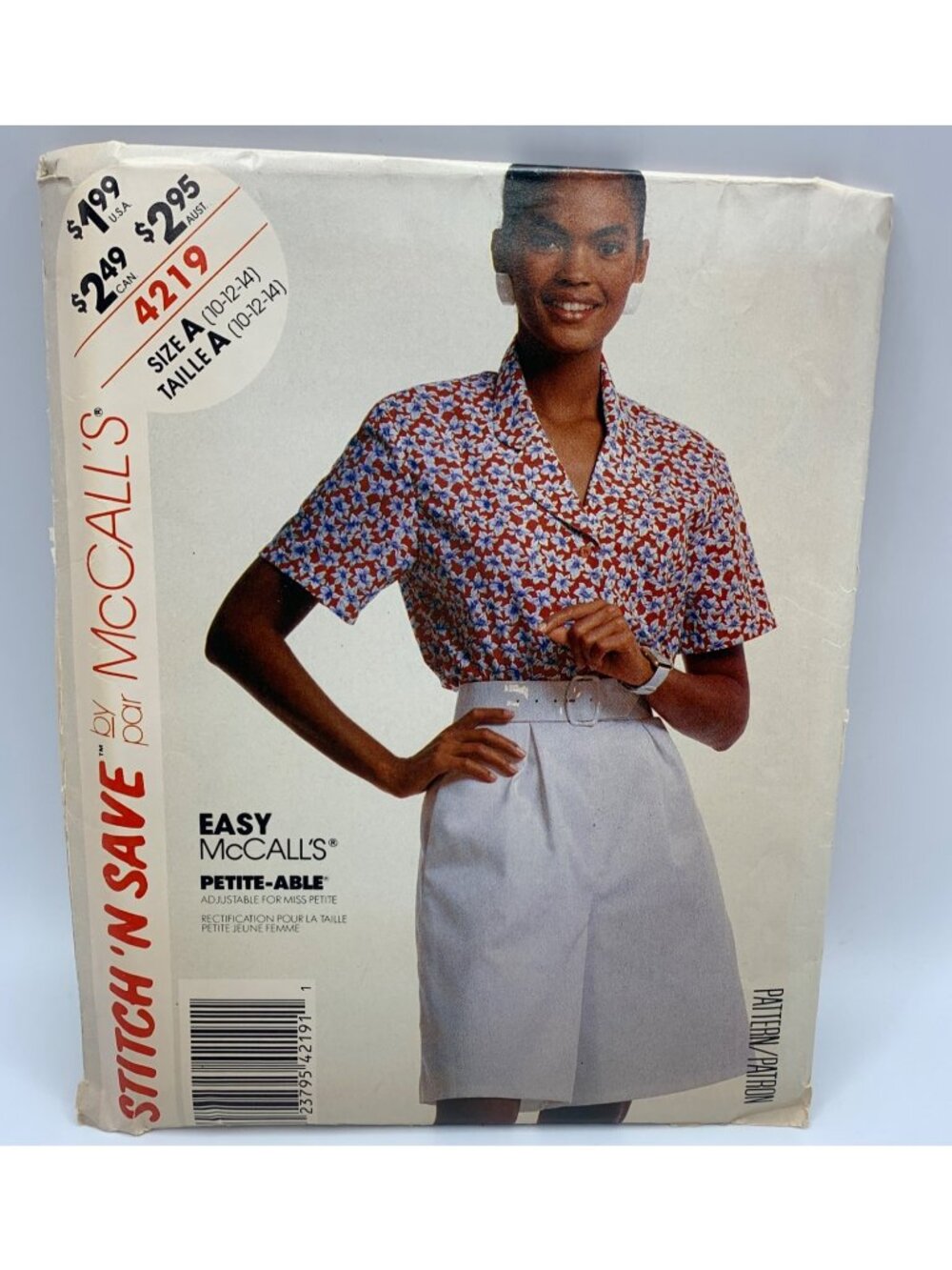 McCall's Misses Shirt Culotte Short Sewing Pattern Size 10 12 14 4219 Uncut 1980